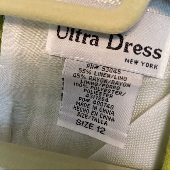 Vintage 90s Ultra Dress green gingham potted plant embroidered dress - Picture 7 of 7